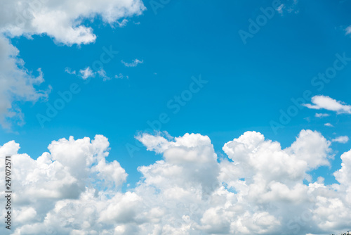 White and bright clouds on blue sky