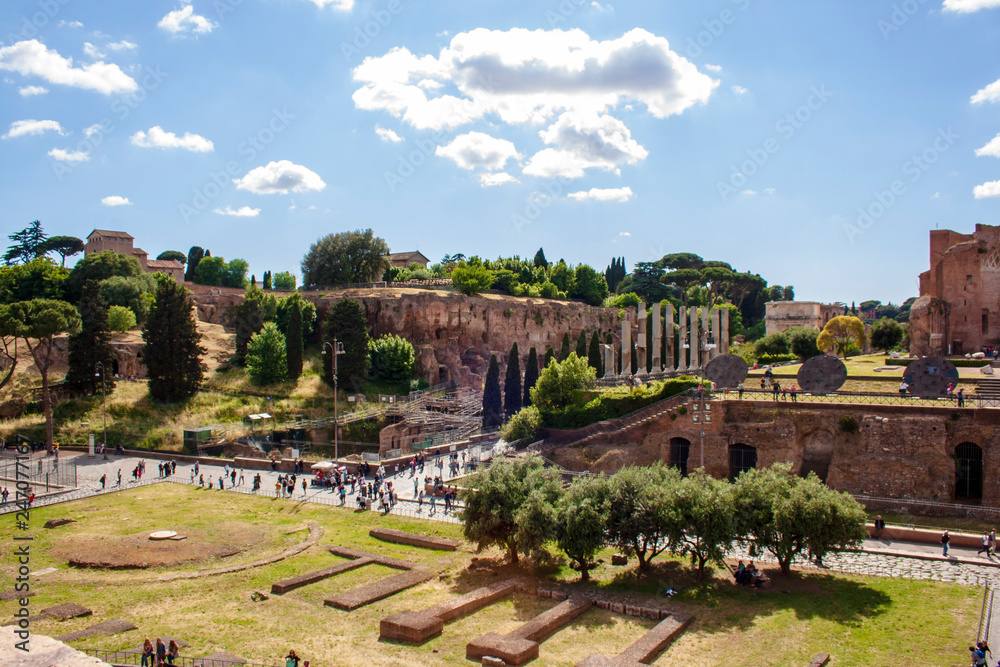 View on Fori Imperiali ruins in Rome