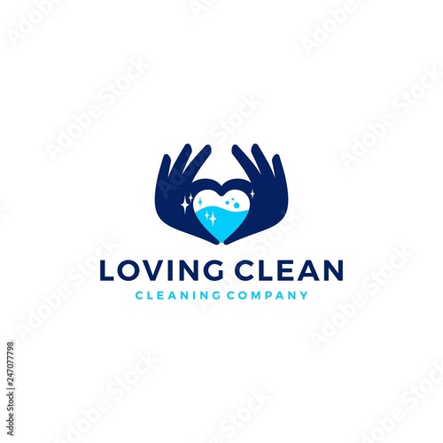 love hand water clean cleaning logo vector icon illustration