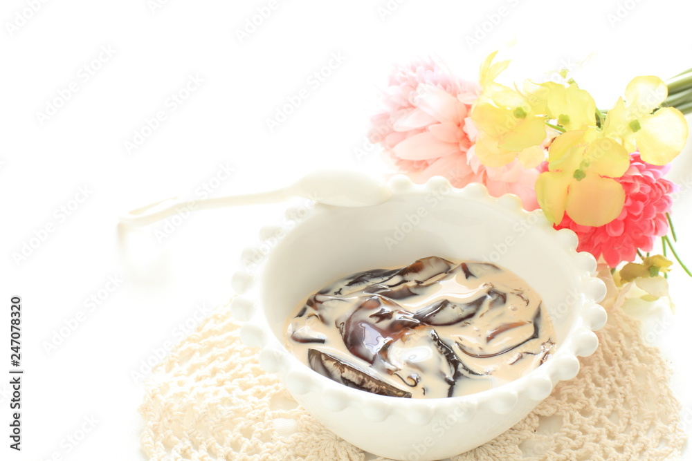 Milk and coffee jelly for dessert image