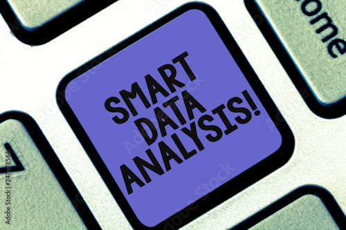 Conceptual hand writing showing Smart Data Analysis. Business photo showcasing collecting and analyzing infos to make better decisions Keyboard key Intention to create computer message idea photo