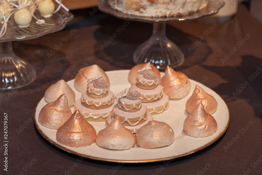 Food sweets junk food confectionery and eating concept close up of cakes Food sweets junk food confectionery and eating concept close up of cakes