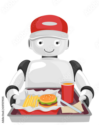 Robot Waiter Serve Illustra...