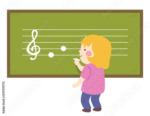 Kid Girl Write Music Note B...