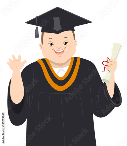 Teen Boy Down Syndrome Graduate Illustration