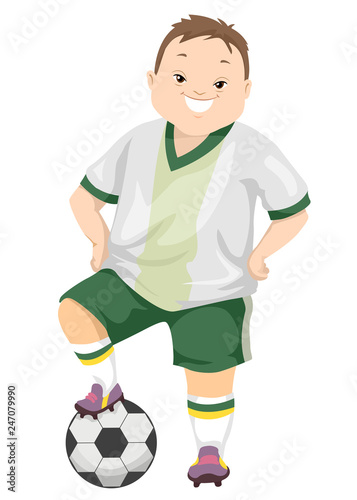 Teen Boy Down Syndrome Soccer Illustration