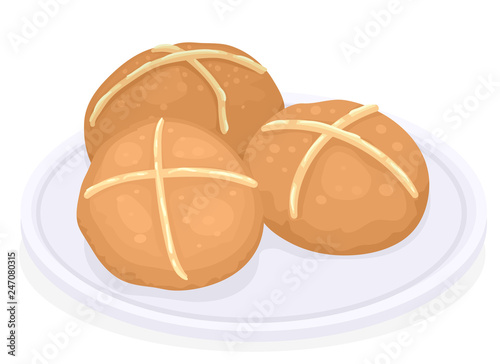 Food Good Friday Hot Cross Buns Illustration