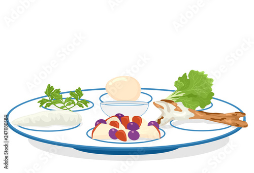 Food Passover Seder Plate Illustration