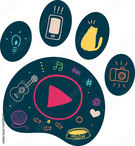Cat Paw Vlog Play Button Il...