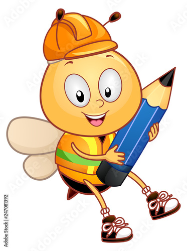 Construction Bee Mascot Pen...