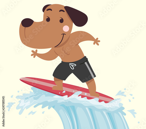 Dog Surfing Illustration