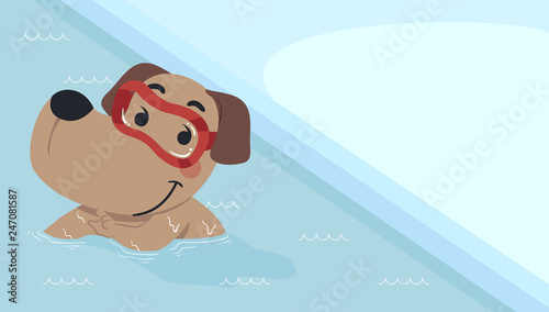 Dog Swim Pool Illustration