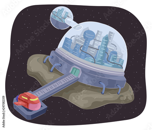 Outer Space Mother Ship Ill...