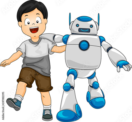 Robot Kid Boy Friends Illus...
