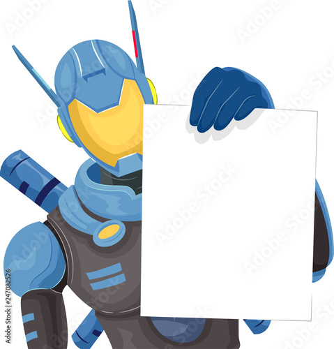 Robot Police Board Note Illustration