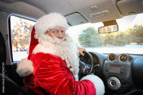 Authentic Santa Claus in car, view from inside © New Africa