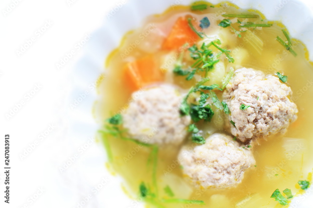 Chinese food, meat ball and vegetable soup forh healthy breakfast image Chinese food, meat ball and vegetable soup forh healthy breakfast image