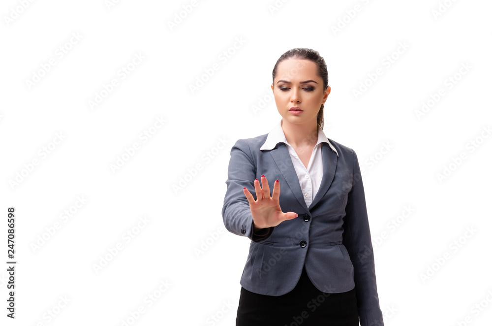 Young businesswoman isolated on white background 