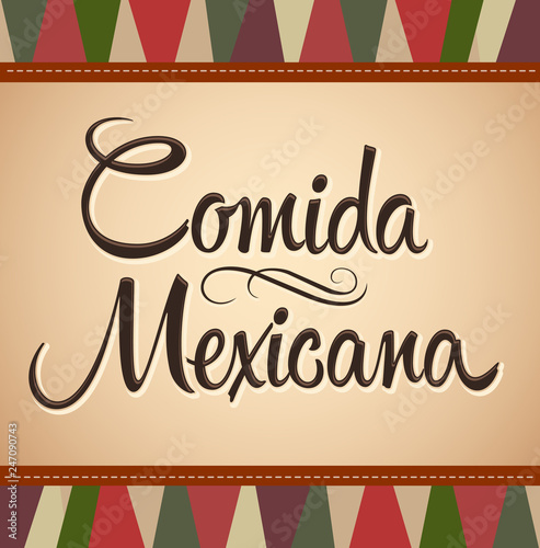 Comida Mexicana, Mexican Food Spanish text, Vector lettering design