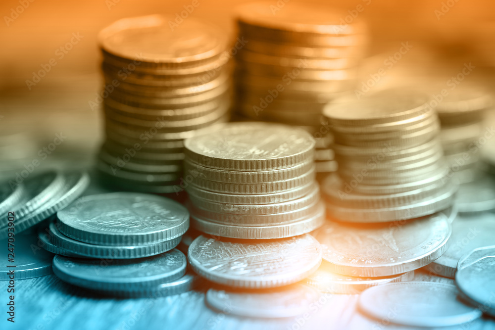 Rows of coins for finance and background, saving concept Rows of coins for finance and background, saving concept