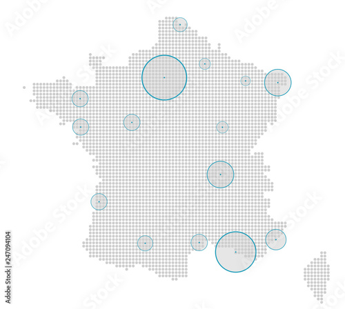 The French Finance And Economy Concept, The Map And The Cities 
