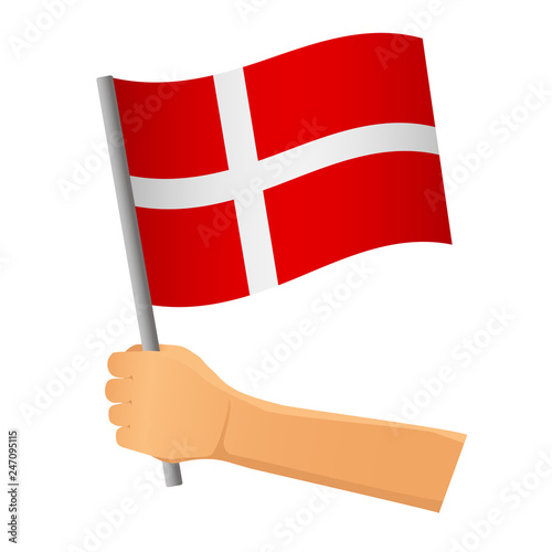 Denmark flag in hand
