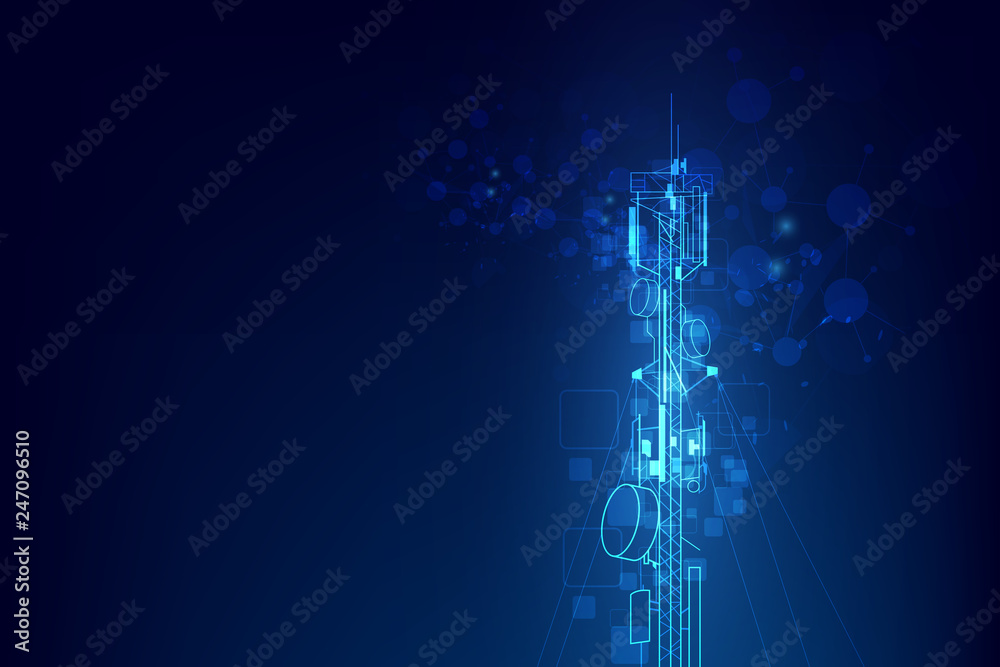 Antenna transmission communication tower vector background concept