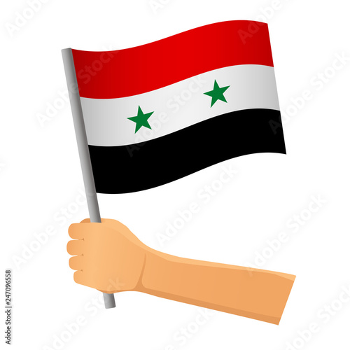 syria flag in hand