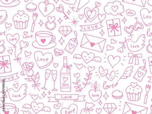 Seamless pattern of Valentine's elements Pink