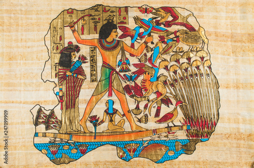 Parchment with the image of the ancient Egyptians and ancient Egyptian symbolism