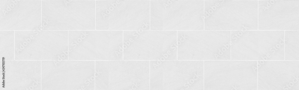 Fototapeta premium Panorama of white tile wall pattern and seamless background