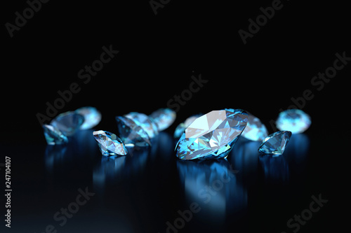 Blue diamonds placed on bla...