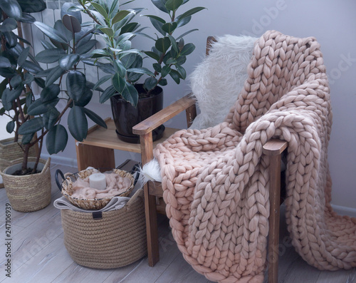 Cozy Hugge rug in the interior, Scandinavian style, Merino wool handmade