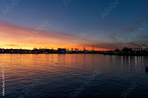 Sunset in the Long Beach California harbor