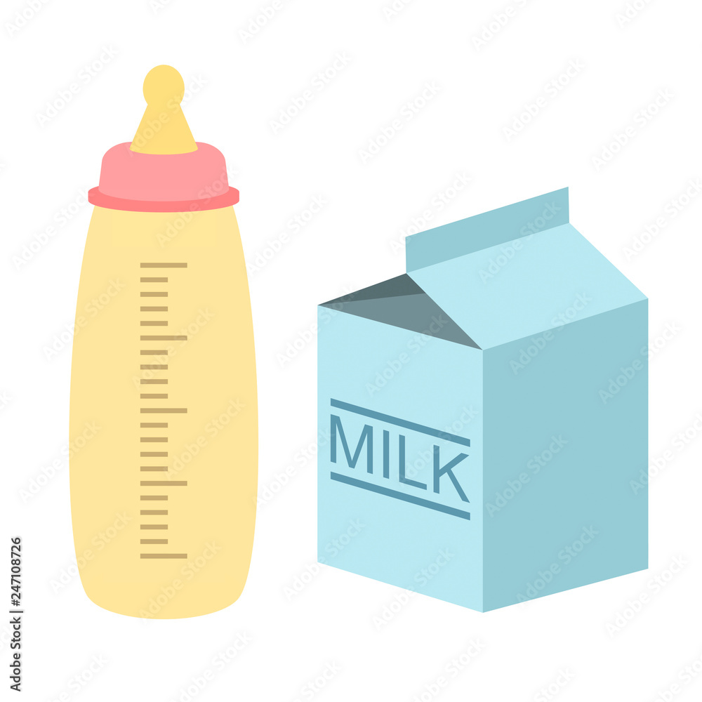 哺乳瓶と牛乳パック Stock イラスト Adobe Stock