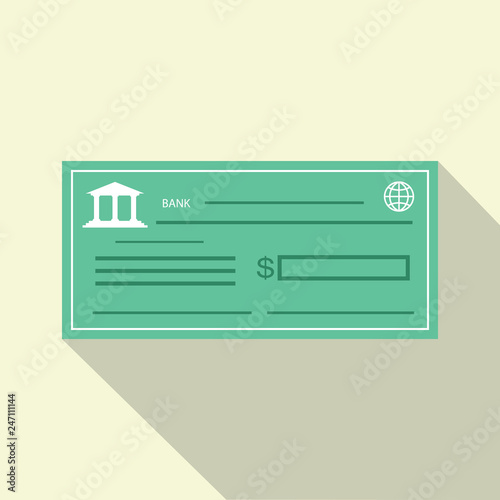 Bank Check icon flat style