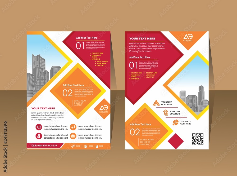 Front and back cover of a modern business brochure layout or flyer template, poster, magazine, annual report, book, booklet with red circle and gray design. Size A4
Front and back cover of a modern business brochure layout or flyer template, poster, magazine, annual report, book, booklet with red circle and gray design. Size A4
