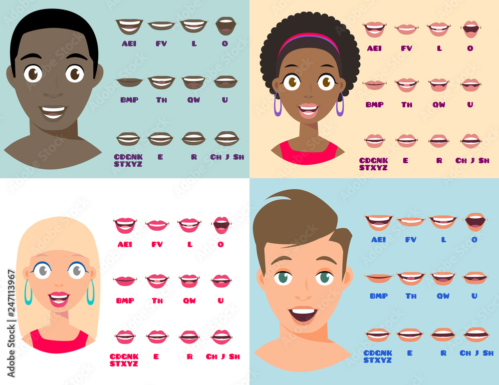 Fototapeta premium Cartoon Talking Woman and Man Expressions