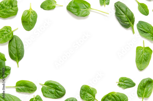 Spinach leaves. Fresh Green spinach isolated on a white background