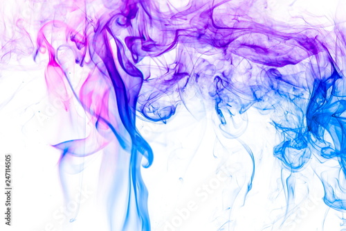 Colored smoke on white background