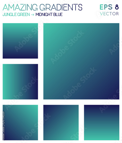 Colorful gradients in jungle green and midnight blue color tones. Admirable gradient background, stunning vector illustration.