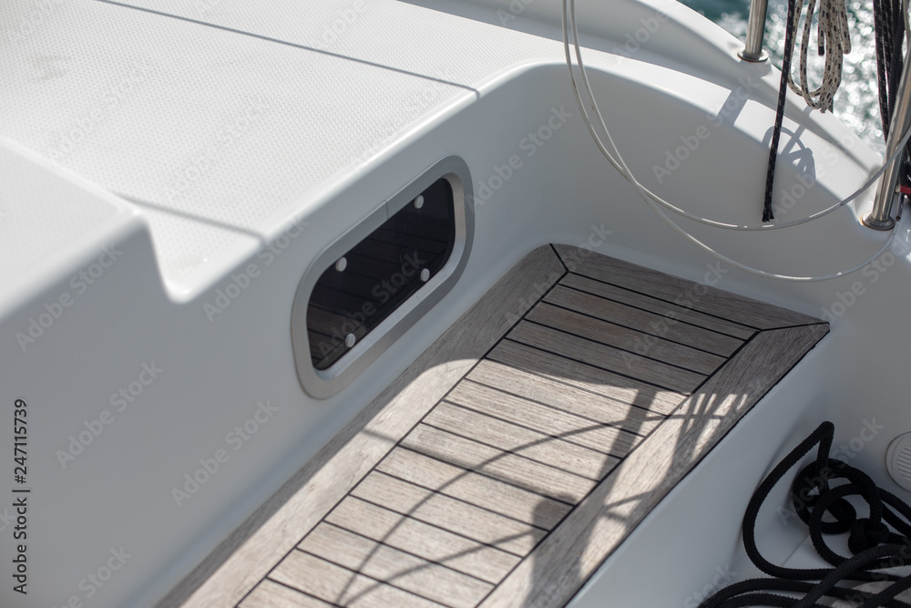 Fototapeta premium Teak deck on a yacht