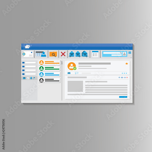 Email client software flat icon. business concept. Mailing template internet mail frame interface for mail message.