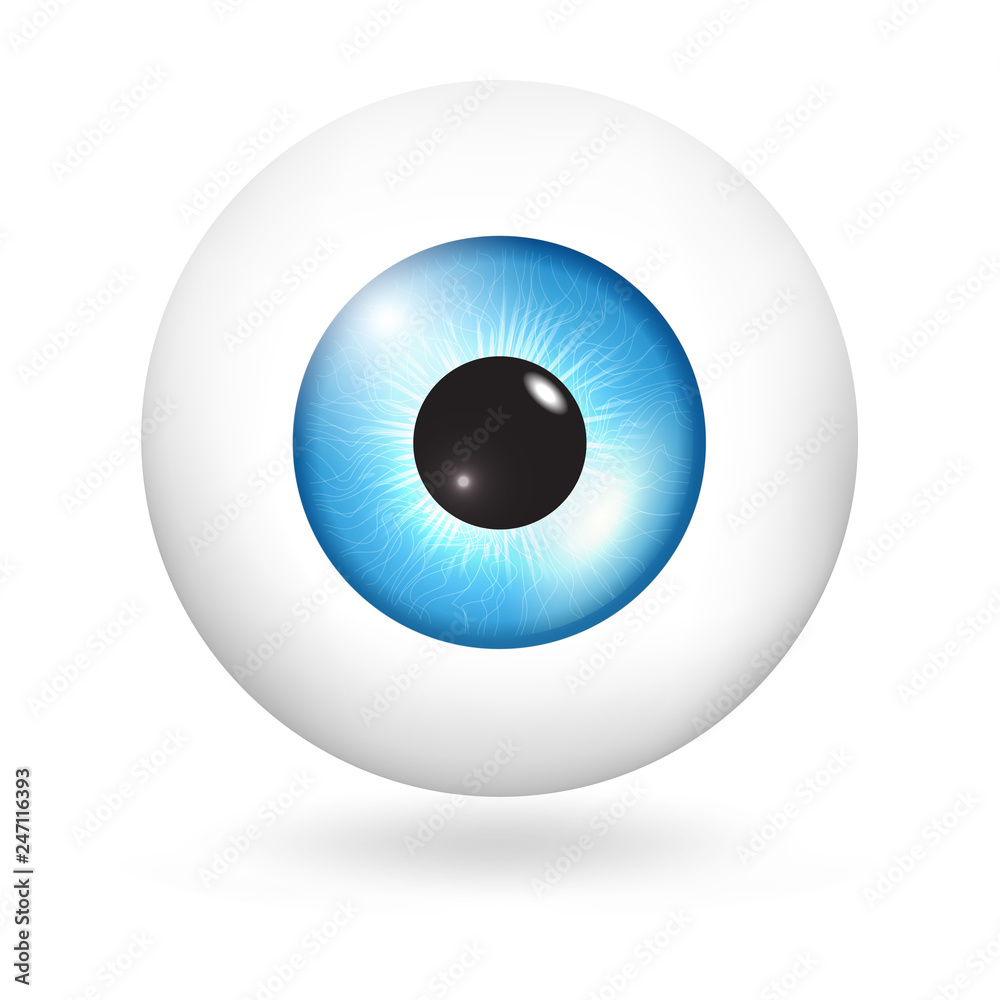 Blue sky eyeball icon. Realistic illustration of blue sky eyeball vector icon for web design isolated on white background Blue sky eyeball icon. Realistic illustration of blue sky eyeball vector icon for web design isolated on white background