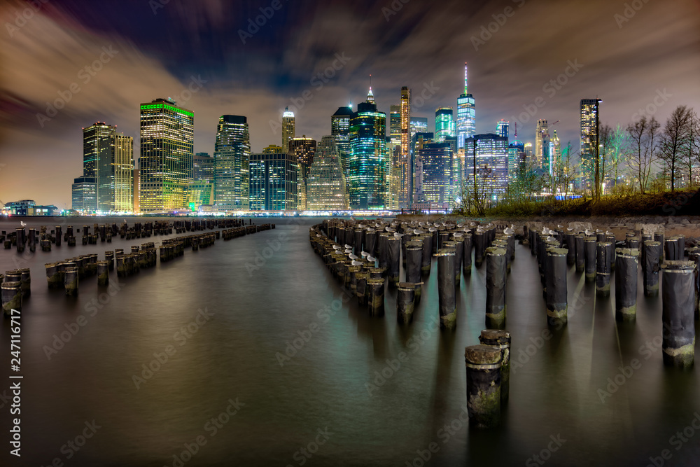 NYC Skyline via Brooklyn Bridge Park DUMBO