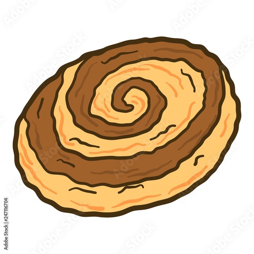 Spiral cookie icon. Hand drawn illustration of spiral cookie vector icon for web design