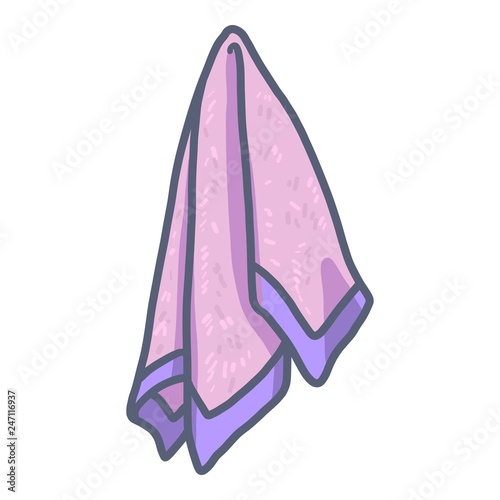 Towel on hanger icon. Hand drawn illustration of towel on hanger vector icon for web design