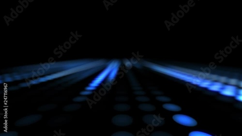 4k Disco dancing and electronic music background. Neon sound waves performance with Blinking Lights. photo