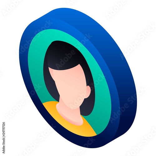 Girl avatar icon. Isometric of girl avatar vector icon for web design isolated on white background