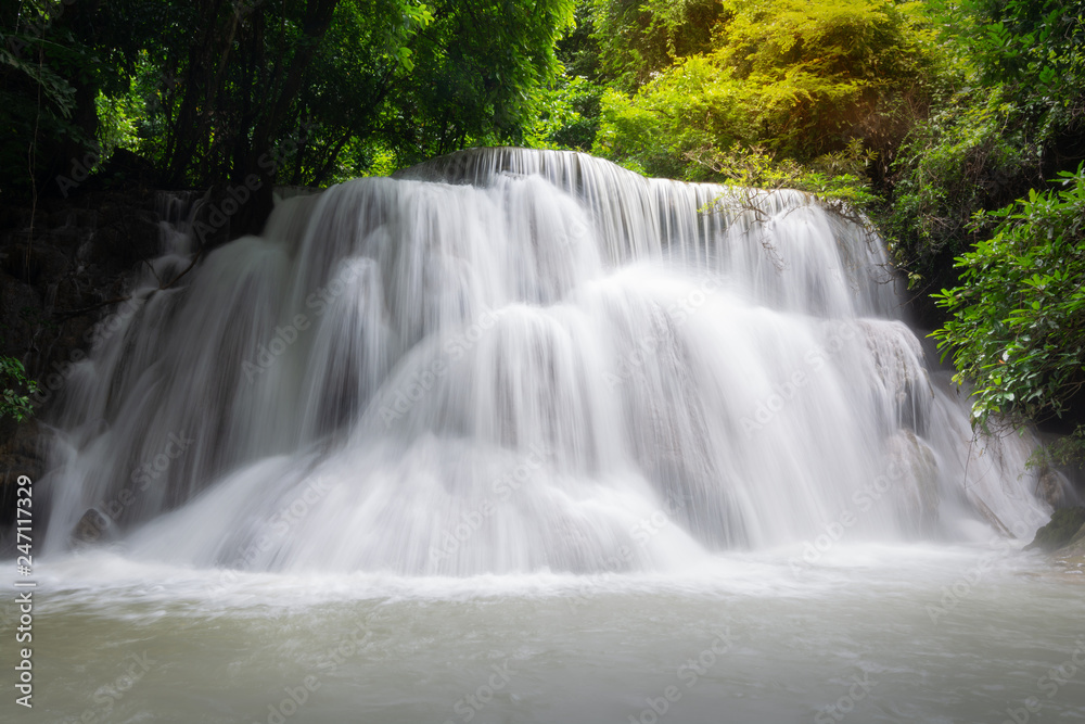 Beautiful Huai Mae Khamin Waterfall Kanchanaburi Thailand. Tier 3 is name Wangnapha . Located at the National park along the Srinakarin Dam. Beautiful Huai Mae Khamin Waterfall Kanchanaburi Thailand. Tier 3 is name Wangnapha . Located at the National park along the Srinakarin Dam.